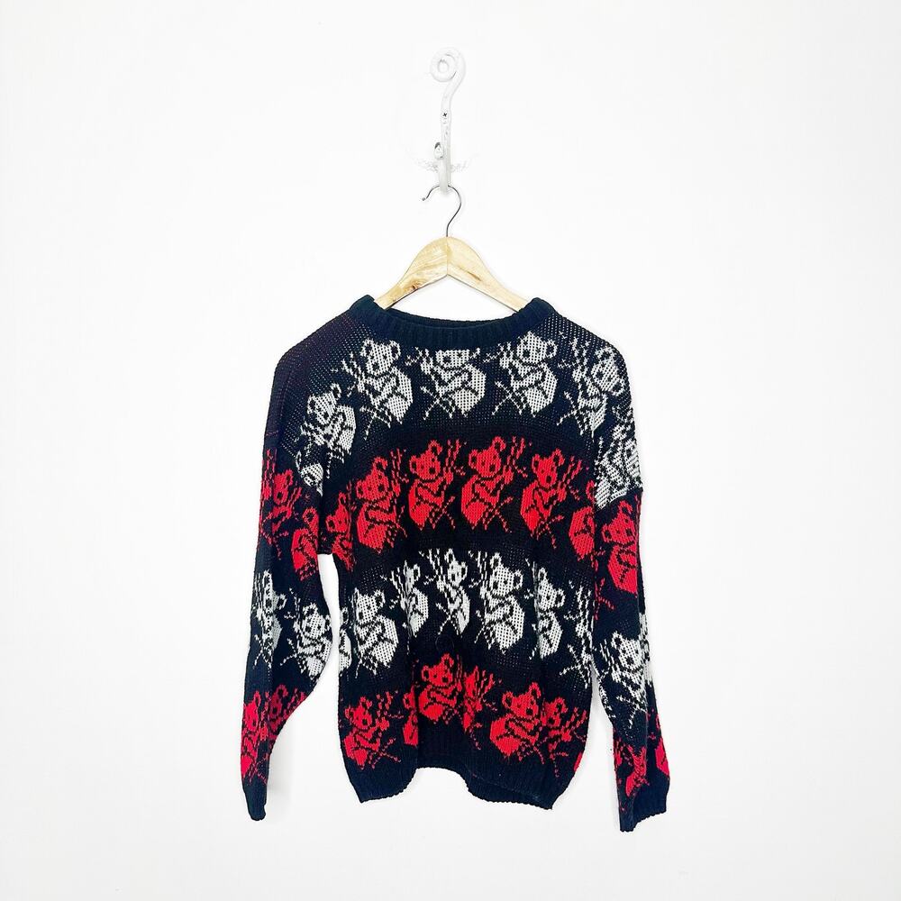 vintage 1980's NUGGETS koala bear sweater black acrylic pullover crewneck